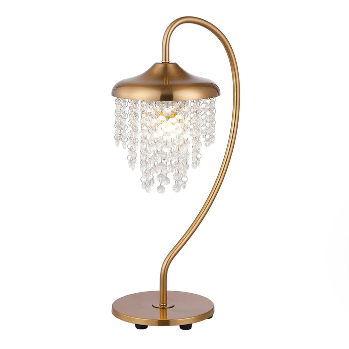 1-Light Golden Modern Table Lamp with Crystal Shade - Sweatfully