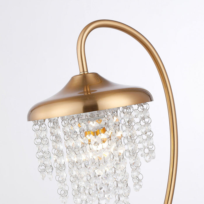 1-Light Golden Modern Table Lamp with Crystal Shade - Sweatfully