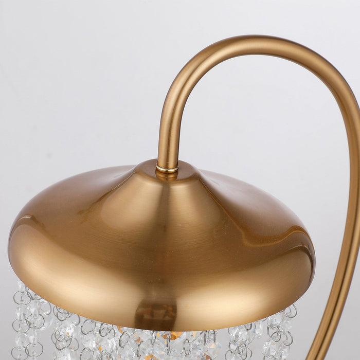 1-Light Golden Modern Table Lamp with Crystal Shade - Sweatfully