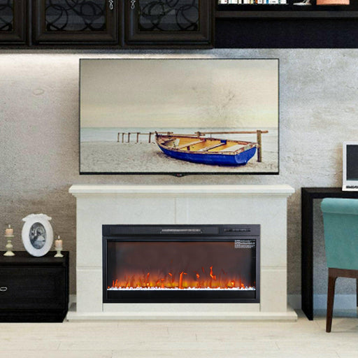 36" Modern Black Insert Electric Fireplace with Remote Control - Sweatfully