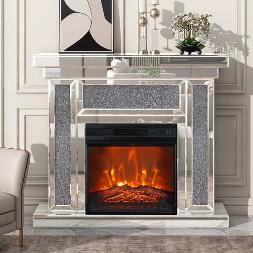 18" Modern Black Insert Electric Fireplace with Remote Control - Sweatfully