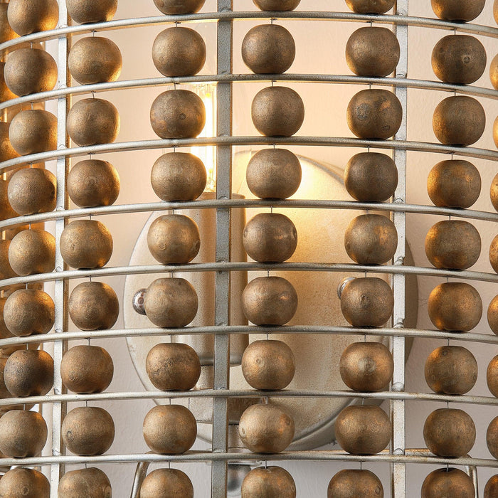 1-Light Modern Wooden Beads Wall Sconce Lighting - Sweatfully