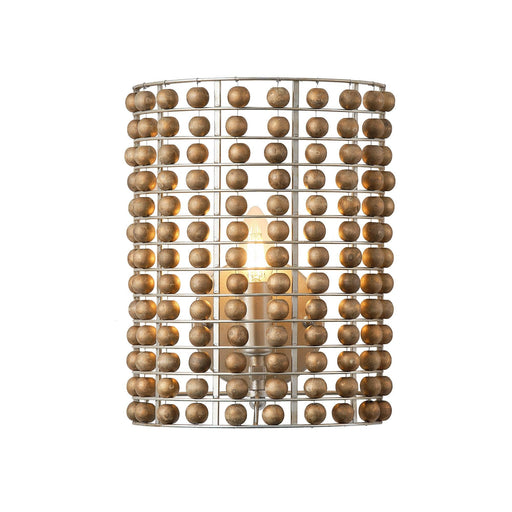1-Light Modern Wooden Beads Wall Sconce Lighting - Sweatfully