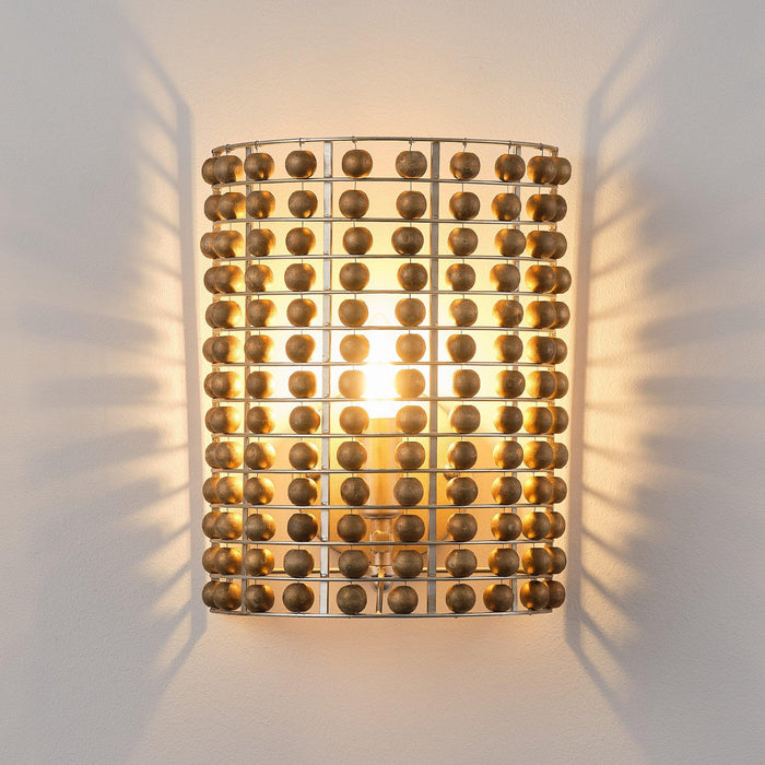 1-Light Modern Wooden Beads Wall Sconce Lighting - Sweatfully