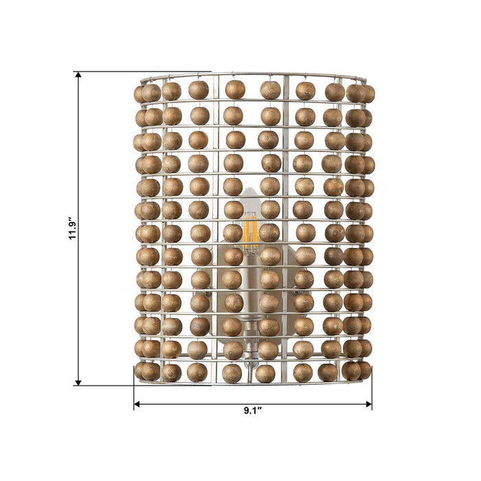 1-Light Modern Wooden Beads Wall Sconce Lighting - Sweatfully
