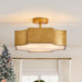 3-Light Vintage Golden LED Semi Flush Mount Light for Entrance, Closet, Kitchen - Sweatfully