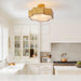 3-Light Vintage Golden LED Semi Flush Mount Light for Entrance, Closet, Kitchen - Sweatfully