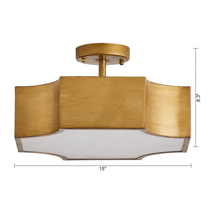 3-Light Vintage Golden LED Semi Flush Mount Light for Entrance, Closet, Kitchen - Sweatfully