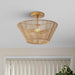 Farmhouse 2-Light Flush Mount Lighting with Rattan Rope - Sweatfully