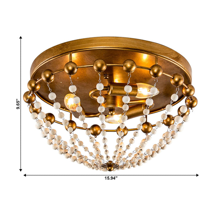 3-Light Golden Bohemian LED Modern Flush Mount Lighting - Sweatfully