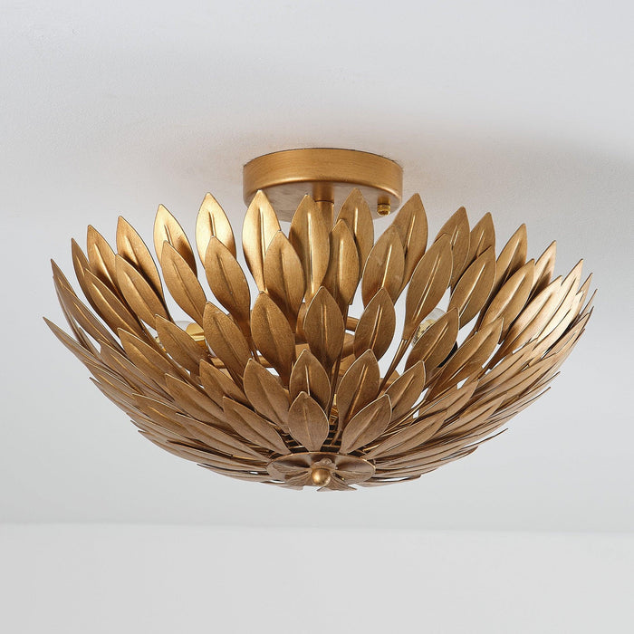 16 Inch 3-Light Farmhouse Golden Semi-Flush Mount Ceiling Lighting - Sweatfully
