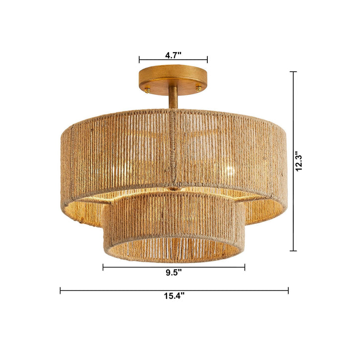 3-Light Traditional Farmhouse Wabi-Sabi Flush Mount Light - Sweatfully