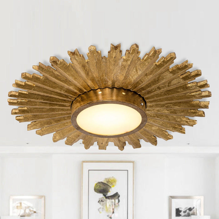 Golden Sunburst Flush Mount LED Lighting - Sweatfully
