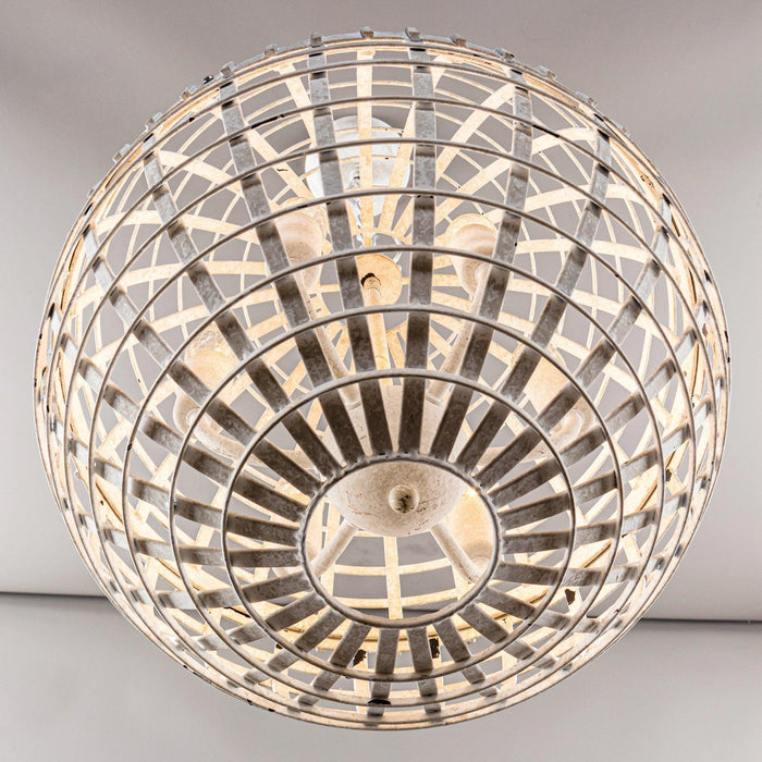 6-Light Vintage And Farmhouse Globe Island Pendant Light in White - Sweatfully