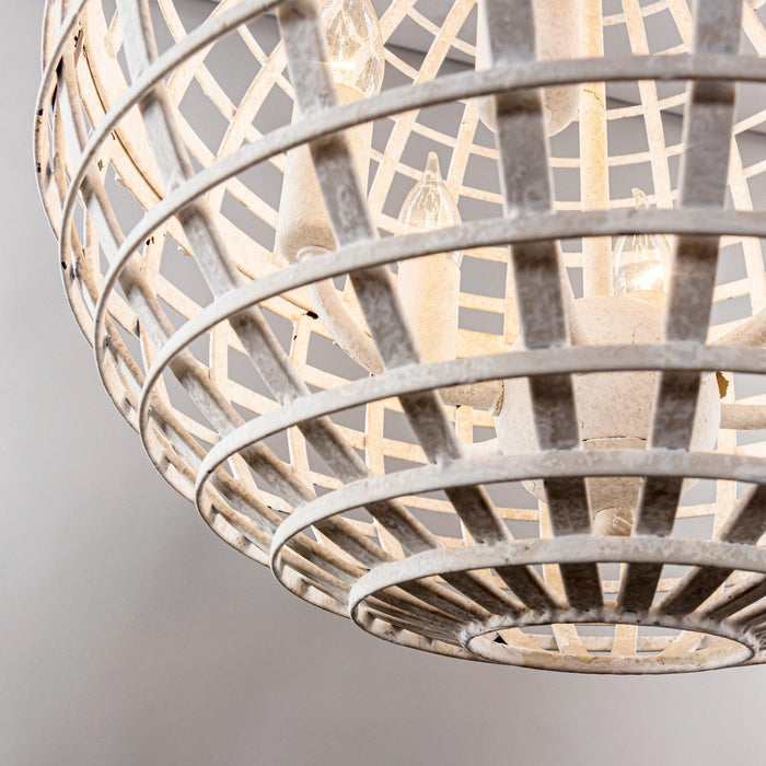 6-Light Vintage And Farmhouse Globe Island Pendant Light in White - Sweatfully