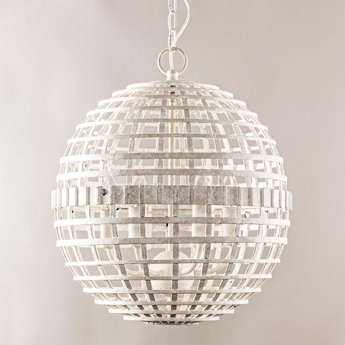 6-Light Vintage And Farmhouse Globe Island Pendant Light in White - Sweatfully