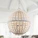 6-Light Vintage And Farmhouse Globe Island Pendant Light in White - Sweatfully