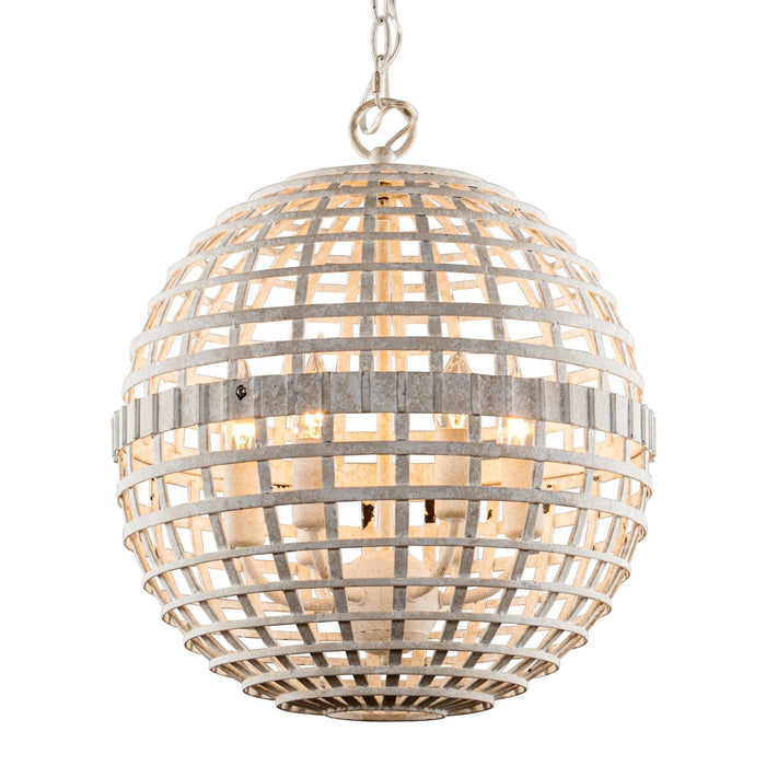 6-Light Vintage And Farmhouse Globe Island Pendant Light in White - Sweatfully