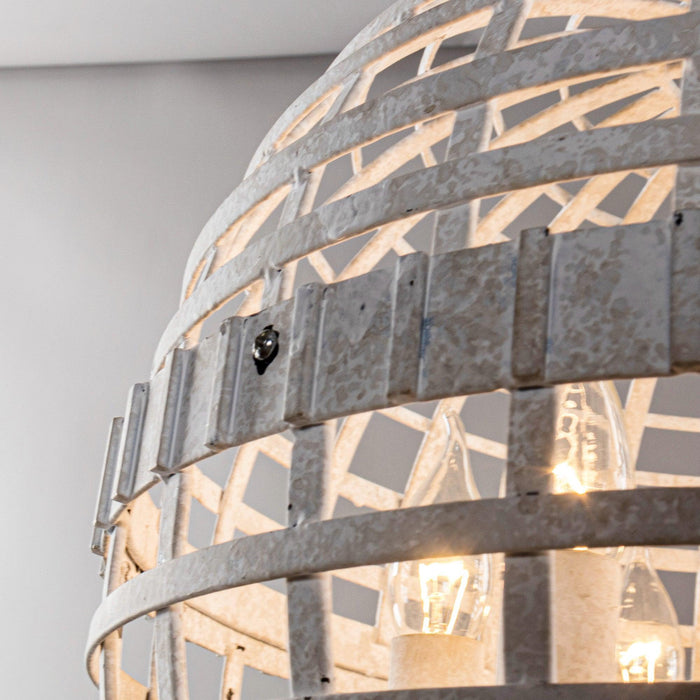 6-Light Vintage And Farmhouse Globe Island Pendant Light in White - Sweatfully