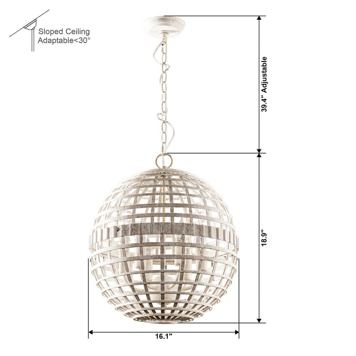 6-Light Vintage And Farmhouse Globe Island Pendant Light in White - Sweatfully