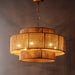 Bohemian Antique Gold 6-Light Drum Downrod Mount with Natural Rope Shade - Sweatfully