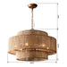 Bohemian Antique Gold 6-Light Drum Downrod Mount with Natural Rope Shade - Sweatfully