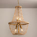 Modern Beaded Basket Weathered Wood 4-Light Chandelier - Sweatfully