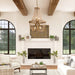 Modern Beaded Basket Weathered Wood 4-Light Chandelier - Sweatfully