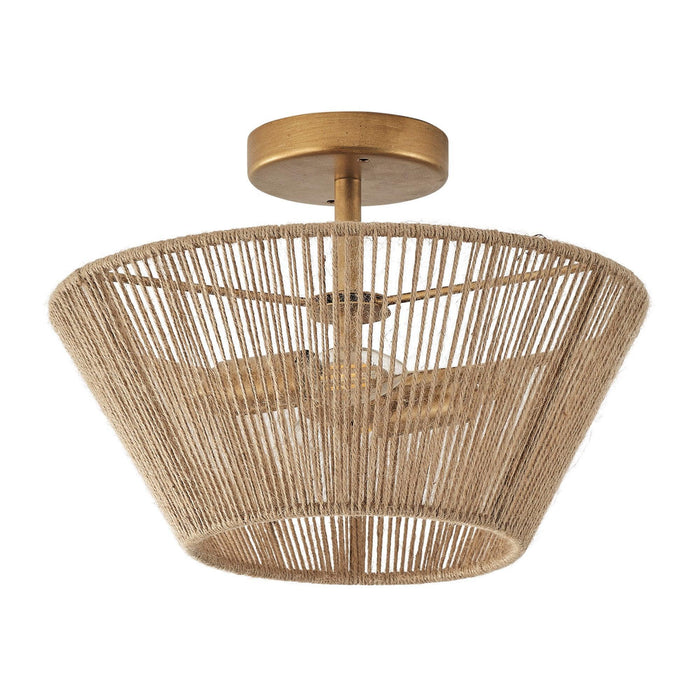 Farmhouse 2-Light Flush Mount Lighting with Rattan Rope - Sweatfully