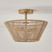 Farmhouse 2-Light Flush Mount Lighting with Rattan Rope - Sweatfully