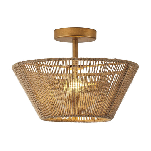 Farmhouse 2-Light Flush Mount Lighting with Rattan Rope - Sweatfully