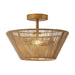 Farmhouse 2-Light Flush Mount Lighting with Rattan Rope - Sweatfully
