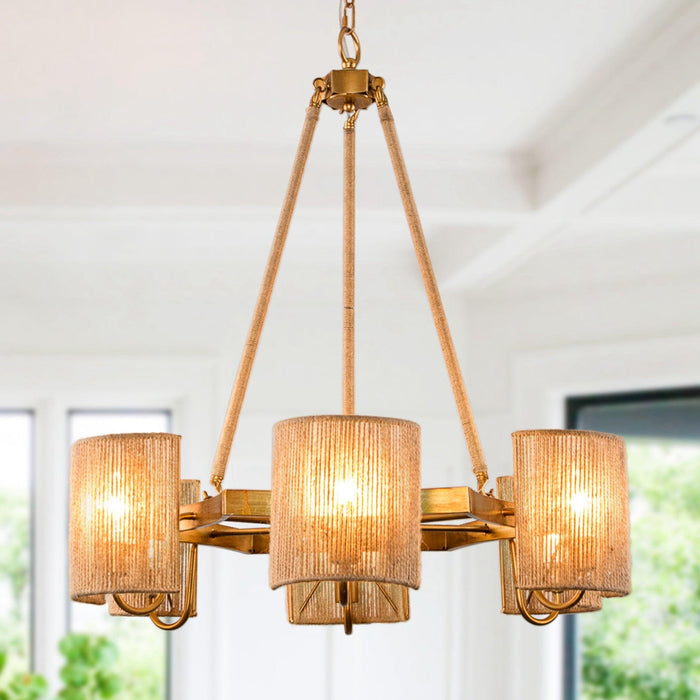 6-Light Farmhouse Bedroom Island Pendant Lighting - Sweatfully