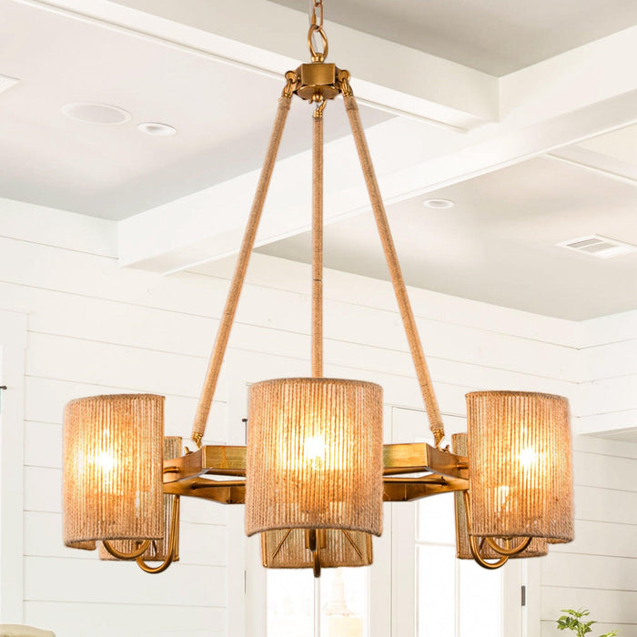 6-Light Farmhouse Bedroom Island Pendant Lighting - Sweatfully
