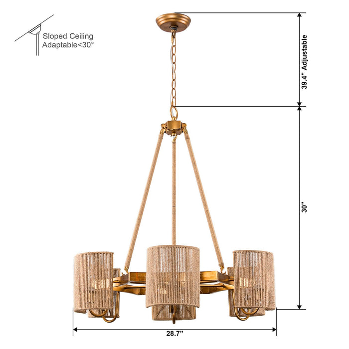 6-Light Farmhouse Bedroom Island Pendant Lighting - Sweatfully