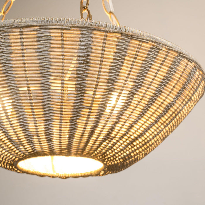 Farmhouse 3-Light Rattan Island Pendant Lighting in Bowl Shape - Sweatfully