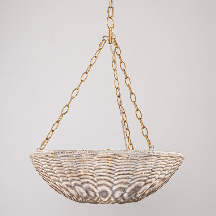 Farmhouse 3-Light Rattan Island Pendant Lighting in Bowl Shape - Sweatfully