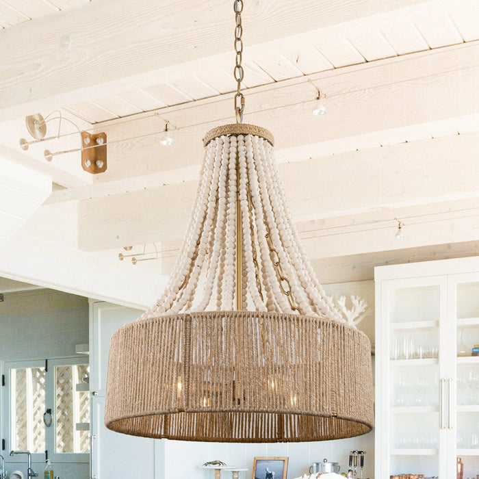 4-Light Golden Farmhouse Dry Rated Chandelier - Sweatfully