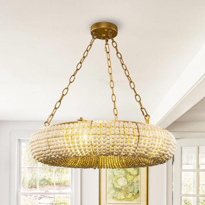 Farmhouse 6-Light Antique Golden Flush Mount Lighting - Sweatfully