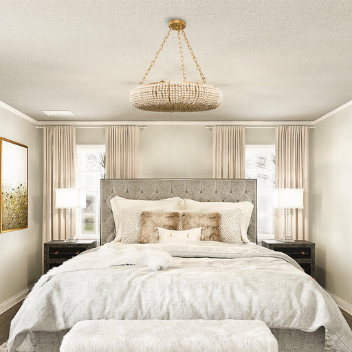 Farmhouse 6-Light Antique Golden Flush Mount Lighting - Sweatfully