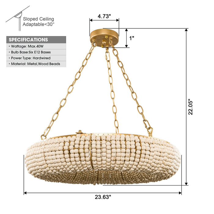 Farmhouse 6-Light Antique Golden Flush Mount Lighting - Sweatfully