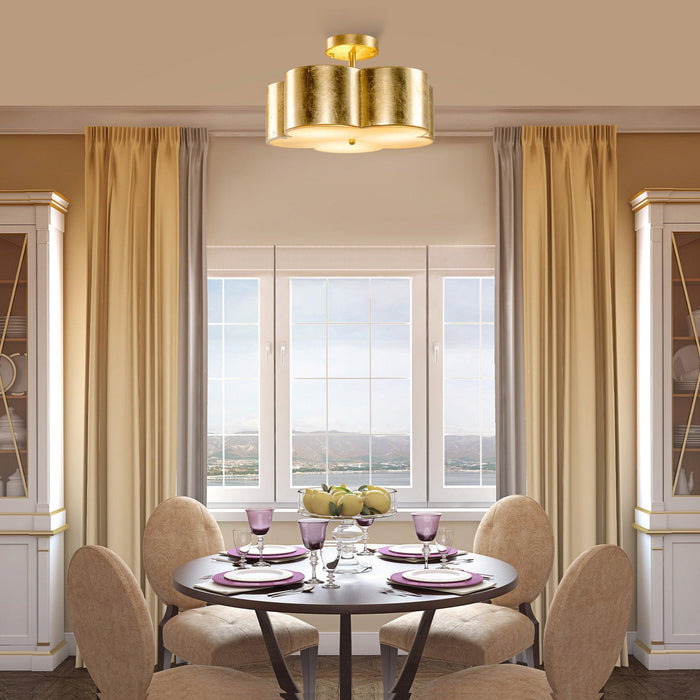 Golden Modern Semi Flush 3-Light Ceiling Lighting - Sweatfully