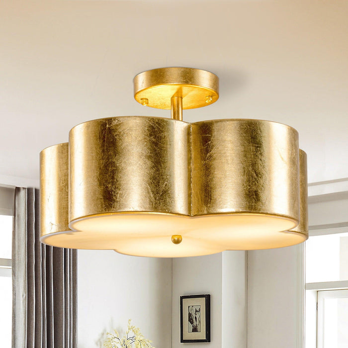 Golden Modern Semi Flush 3-Light Ceiling Lighting - Sweatfully