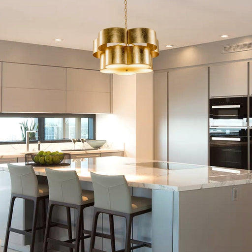 Golden 5-Light Iron Dry Rated Island Pendant Lighting - Sweatfully