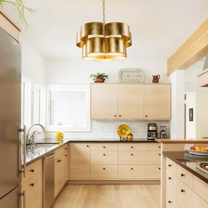 Golden 5-Light Iron Dry Rated Island Pendant Lighting - Sweatfully