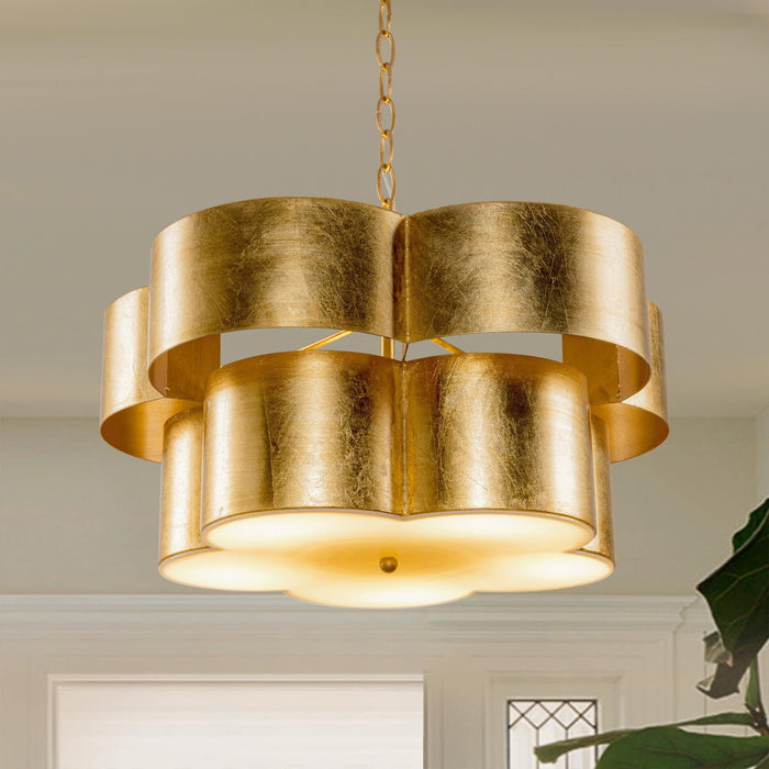 Golden 5-Light Iron Dry Rated Island Pendant Lighting - Sweatfully