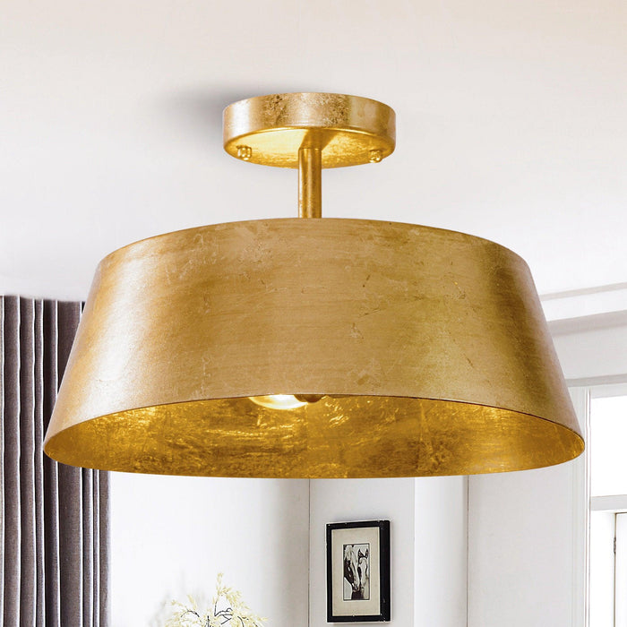 3-Light Golden Semi Flush Mount Lighting - Sweatfully