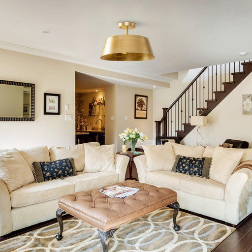 3-Light Golden Semi Flush Mount Lighting - Sweatfully