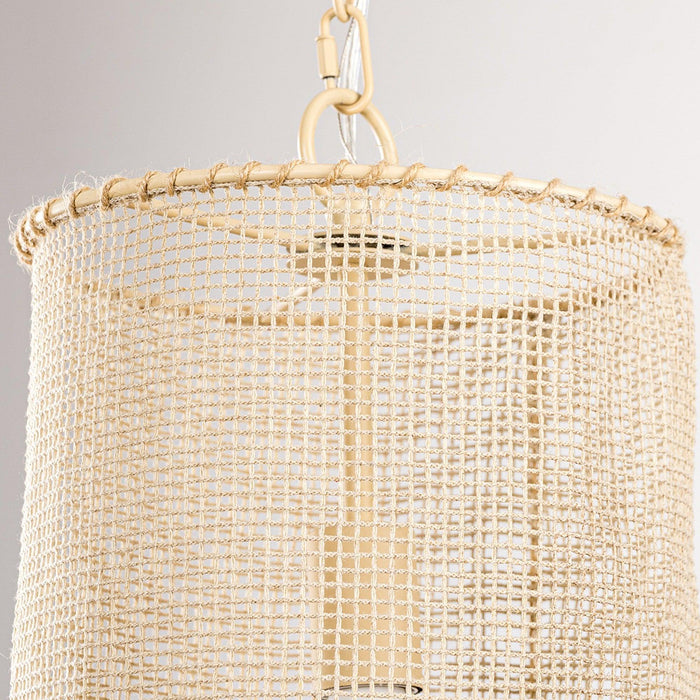 1-Light Wooden Beads Farmhouse Beige Dry Rated Island Pendant Lighting - Sweatfully
