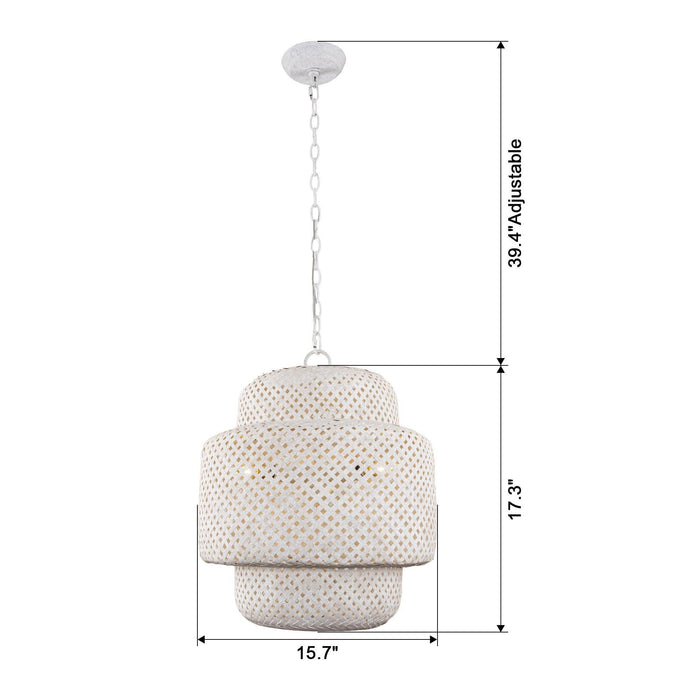 Rustic 3-Light White Dry Rated Farmhouse Island Pendant Hanging Light - Sweatfully